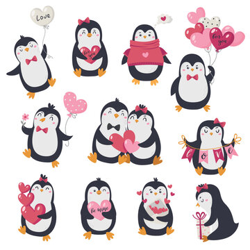 Valentine's day penguins collection