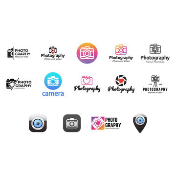 Set of camera logo design. Camera logo template, vector logo for photographer