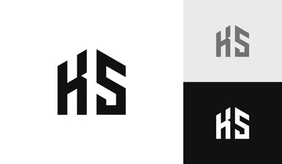 Letter KS initial with house shape logo design