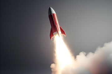 A flying rocket leads to the goal of success. The financial concept of the business. guide. a creative idea. illustration.