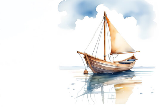 Ship on the sea. Illustration with place for text