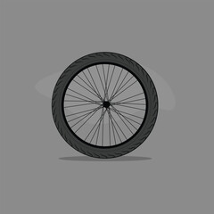 wheel of classic bike bicycle in black