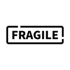 Fragile Stamp In Black Rectangle Line Shape For Information Sign Tag
