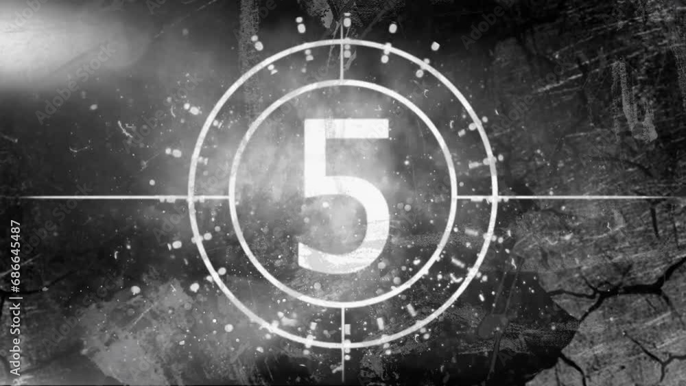 Poster animation of countdown and spots of light on distressed background