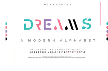 Dreams Abstract minimal modern alphabet fonts. Typography technology vector illustration - obrazy, fototapety, plakaty