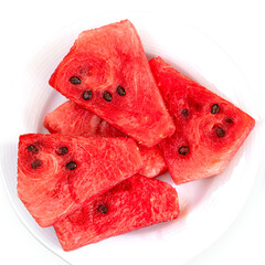 sliced watermelon on white background