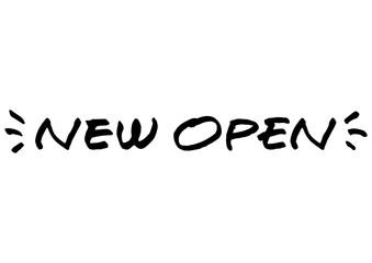 手書き文字素材「NEW OPEN」。ベクターデータ。