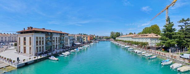  Beautiful panoramic view of the marina of Peschiera del Garda, on Lake Garda, Italy.