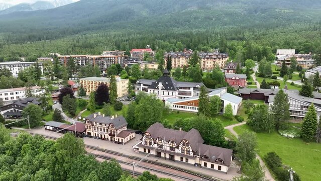 Aerial view of Stary Smokovec in Slovakia