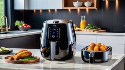 The magic of quick and healthy cooking with our electric Air Fryer, a machine designed to create delicious meals without the need for excess oil.