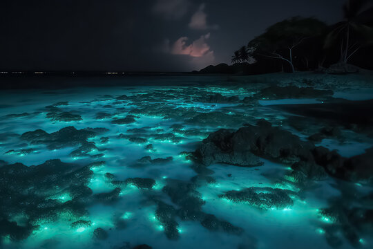 Illumination of plankton , bio luminescence, AI