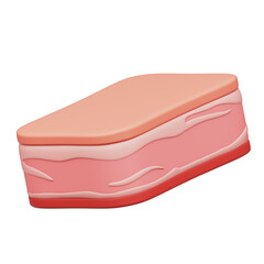 Belly Pork Meat 3D Icon Isolated Transparent Background