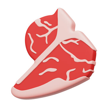 T-Bone Meat 3D Icon Isolated Transparent Background