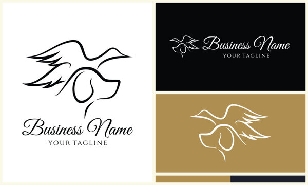 hunting dog duck logo template