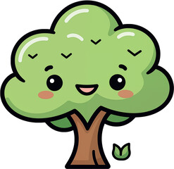 Cute face tree character emoticon