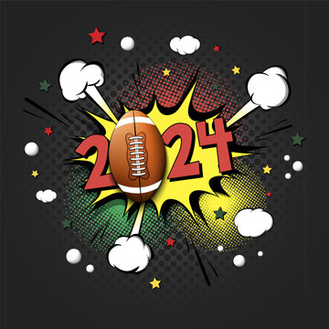 Happy New Year 2024 and football ball