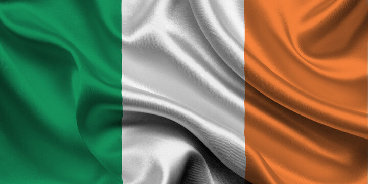 High detailed flag of Ireland. National Ireland flag. Europe. 3D illustration.