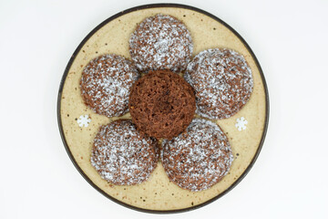 Homemade Christmas cookies pracny or bear paws on a plate