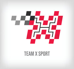 Creative X letter racing and sports logo. Modern pixel with new culture colors. Font alphabet template. Creative contest geometric. vector