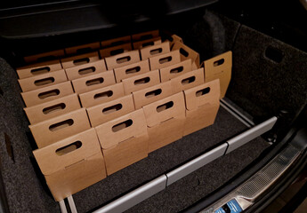 business manager's car storage space. car trunk full of gifts from clients and business partners....