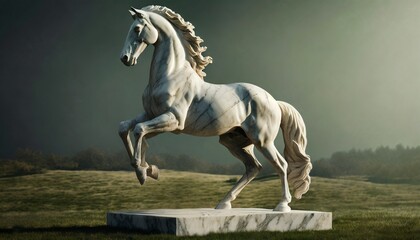 Obraz na płótnie Canvas 3D Marble Horse Statue 