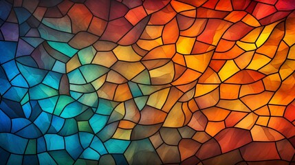 A wall texture designed to look like a 3D stained glass window, with the sun casting vivid hues across its surface. - obrazy, fototapety, plakaty