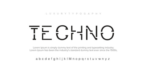 Techno , luxury modern font alphabetical vector set