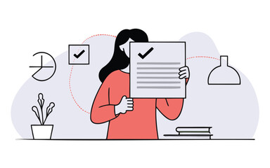 illustration of a woman with her resume