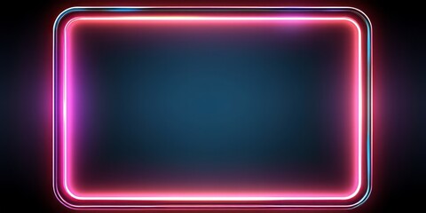 Mesmerizing neon rounded square frame with shining effects, set against a dark background for a modern and striking look.