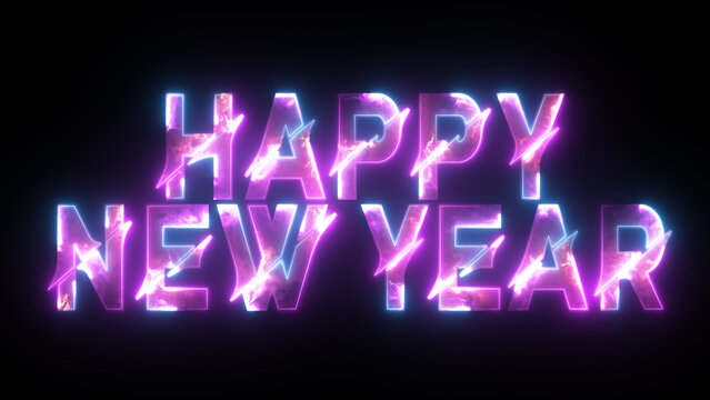 Happy New Year. Happy New Year text in letters. Typographic image of a happy new year on a dark background.