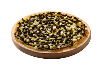 slice of cheese pizza on white background