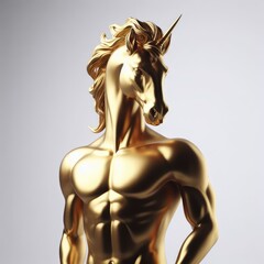 golden horse statue on white