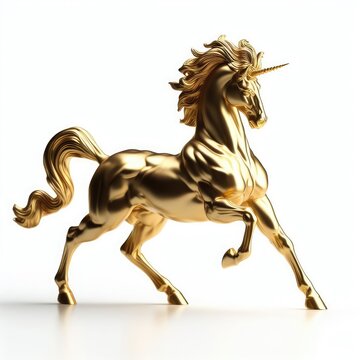 golden horse statue on white