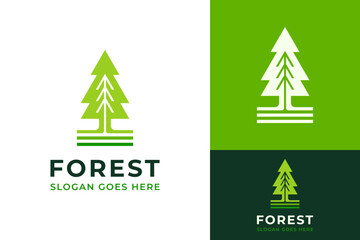 Creative Trunk in Tree Negative Space Evergreen Forest Logo Design Branding Template