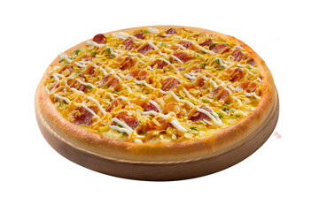 slice of cheese pizza on white background