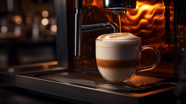 Espresso machine making fresh coffee