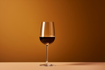 A glass of red wine on a beautiful minimalist meringue empty background with space for text or inscriptions.generative ai