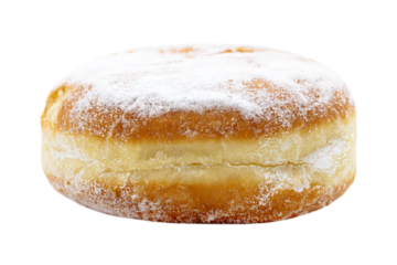 baked german doughnut or berliner with powdered sugar