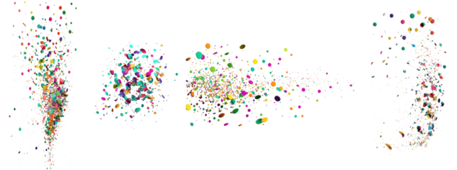 A vibrant display of multicolored confetti scattered across a clear transparent backdrop, creating a festive atmosphere.