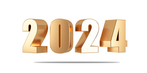 New year 2024 golden text in 3d rendering