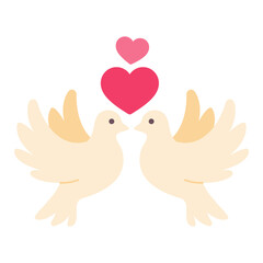 white pigeon couple For decorating wedding cards The concept of free and pure love.