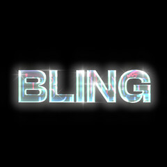 Clear Glitched Crystal BLING Typography with Shining Light, Hip Hop Culture Template