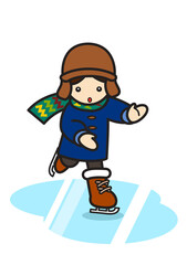 氷の上でスケートする男の子