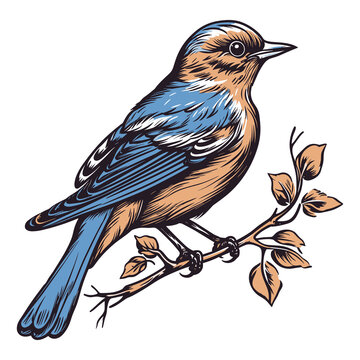 American robin illustration, isolated on transparent background.