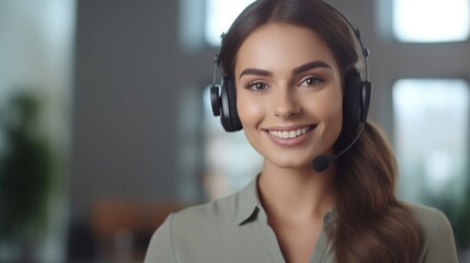 a young woman works in a call center.