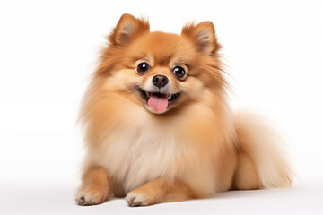 Obraz premium Full size portrait of Pomeranian dog Isolated on white background