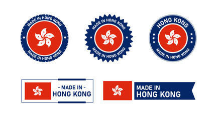 Obraz premium Hong Kong flag, Made in Hong Kong. Tag, Seal, Stamp, Flag, Icon vector