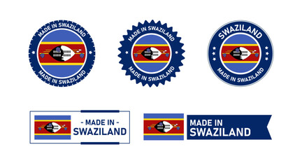 Swaziland flag, Made in Swaziland. Tag, Seal, Stamp, Flag, Icon vector