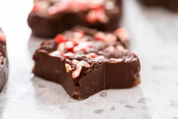 Christmas cookie-cutter peppermint fudge