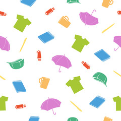 Seamless Pattern of Promotional Items vector illustration